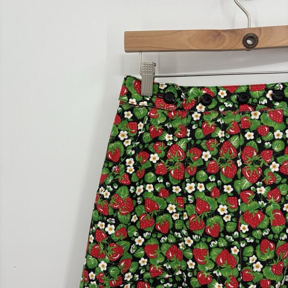Vintage Upcycled Fruit Skirt Small Strawberry Cottage Indie Twee Rockabilly 90s - Picture 2 of 7